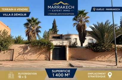 TERRAIN À VENDRE AVEC VILLA À DÉMOLIR – GUÉLIZ, MARRAKECH – ZONAGE R+5