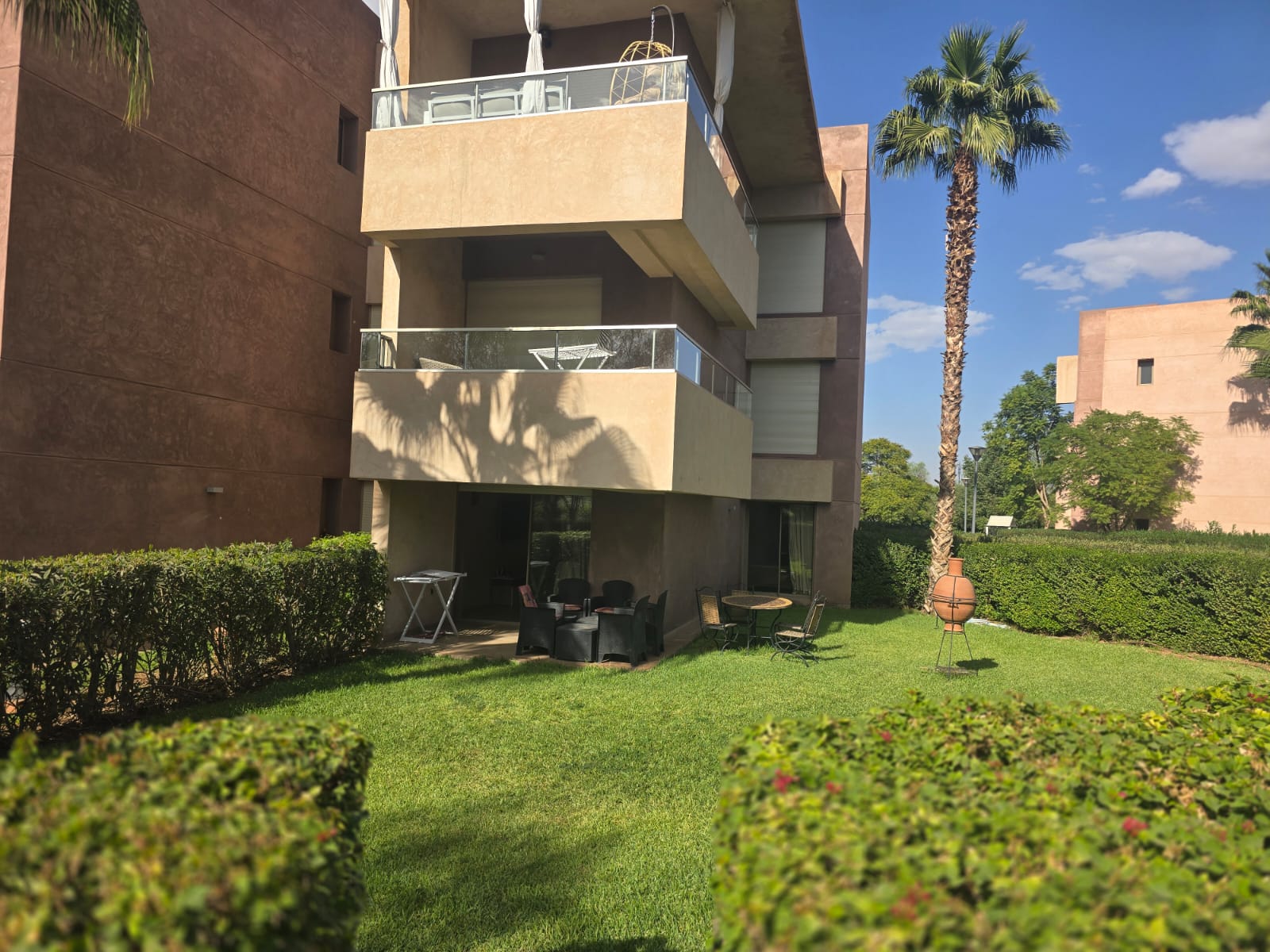 À Louer – Appartement Meublé de Luxe en Rez-de-Jardin à Prestigia, Marrakech